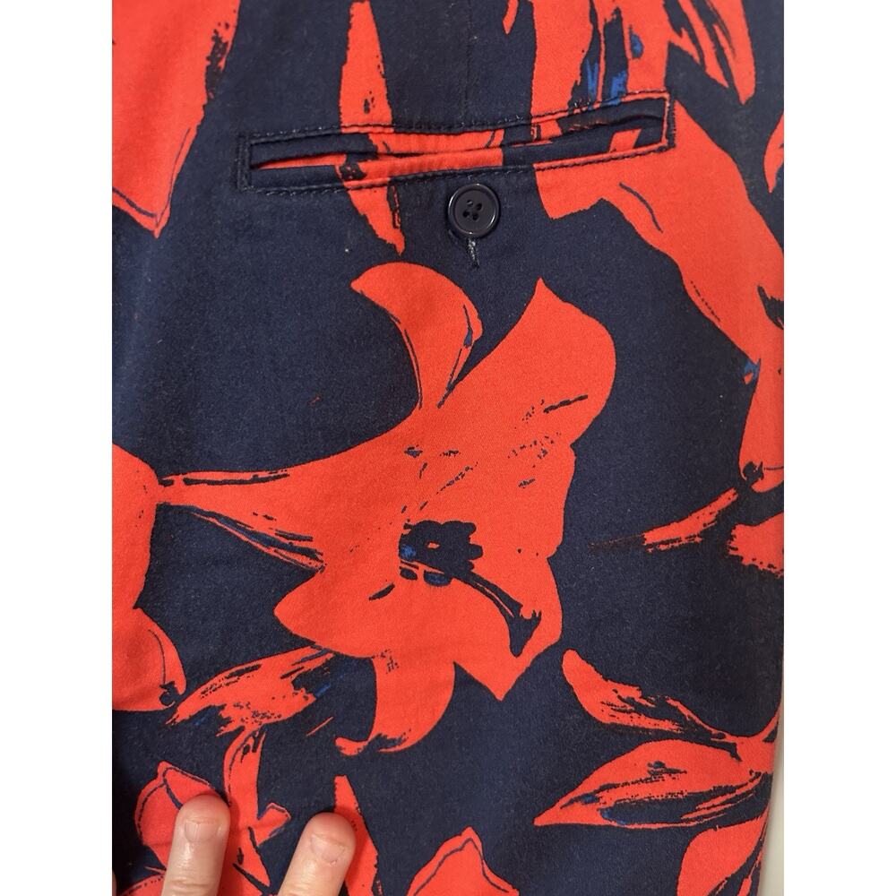 Zac & Rachel (8)‎ Ladies Floral Trousers Pants Blue withe red lillies Mid Rise - Picture 2 of 6